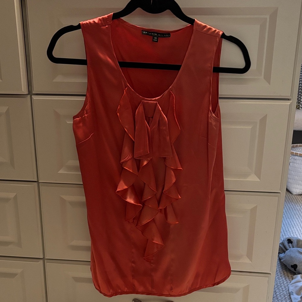Antonio Melanie pure silk coral Ruffle shell